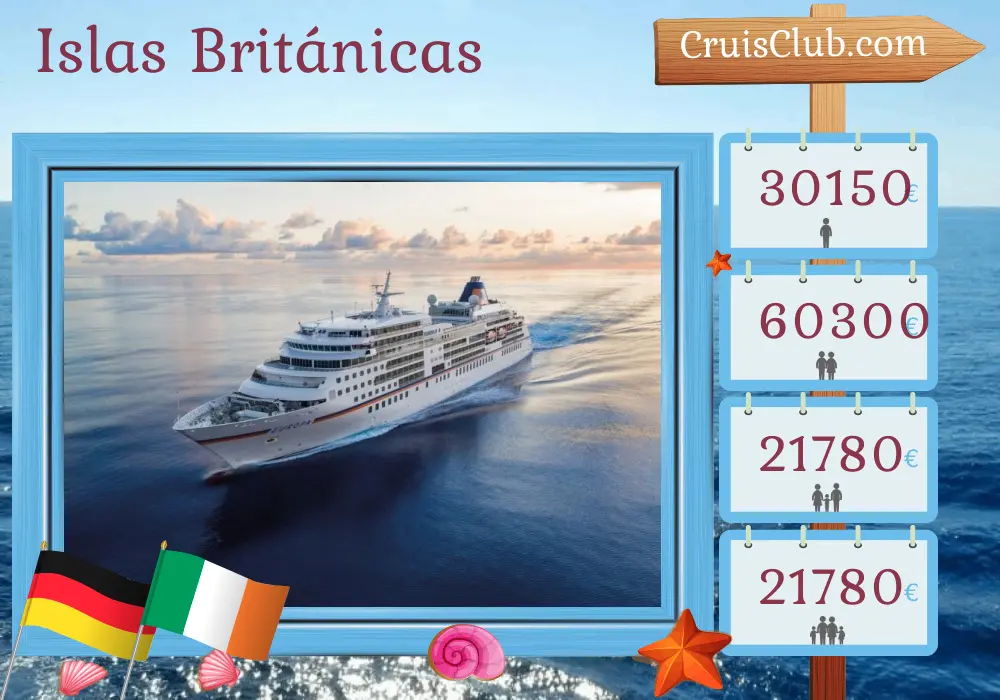 Crucero por las Islas Británicas desde Hamburgo a bordo del barco MS EUROPA con visitas a Alemania e Irlanda durante 17 días