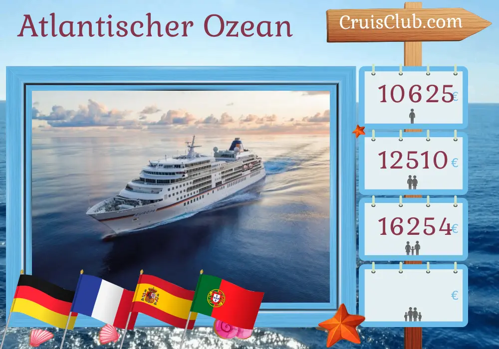 Kreuzfahrt im Atlantik von Hamburg nach Palma an Bord des MS EUROPA-Schiffs mit Stopps in Deutschland, Frankreich, Spanien und Portugal für 17 Tage