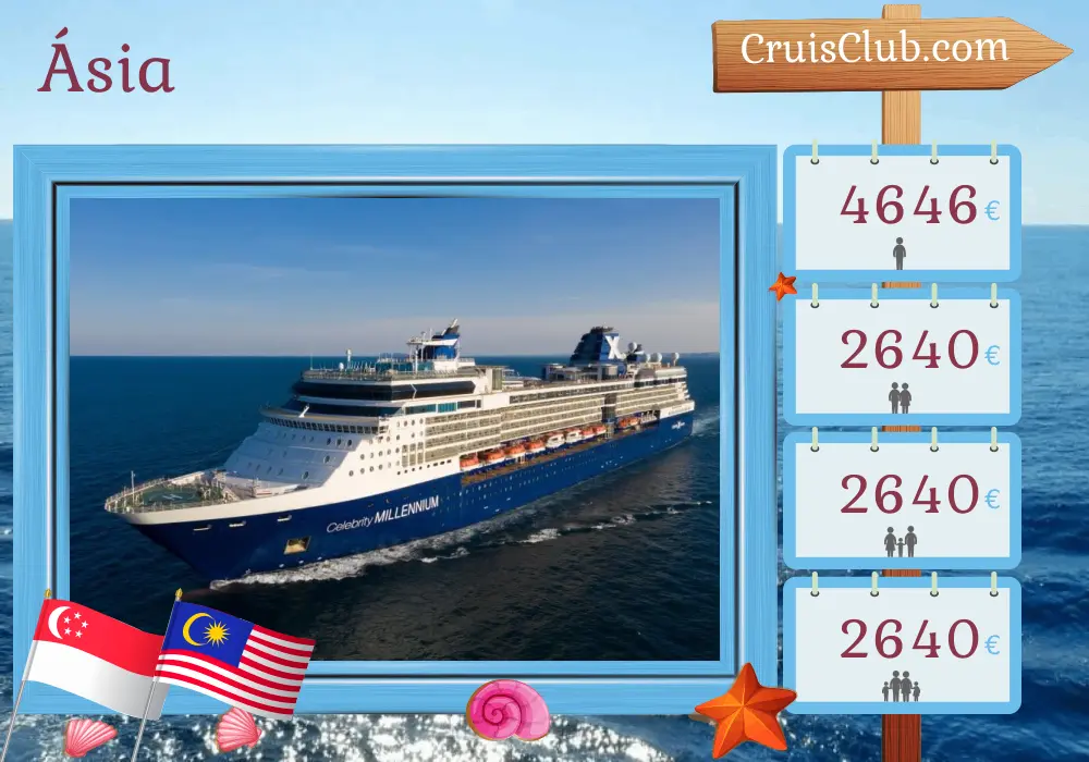 Cruzeiro na Ásia de Singapura para Benoa a bordo do navio Celebrity Millennium com visitas a Singapura, Tailândia, Malásia e Indonésia por 14 dias
