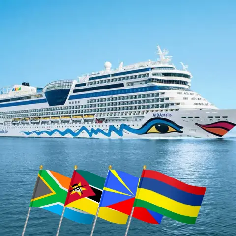 Cruise in the Africa from Cape Town to Port Louis aboard AIDAstella ship with visits to South Africa, Mozambique, Réunion, and Mauritius for 15 days