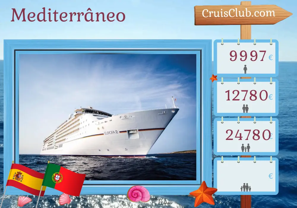 Cruzeiro no Mediterrâneo de Tenerife a Bilbao a bordo do navio MS EUROPA 2 com visitas a Espanha e Portugal por 13 dias