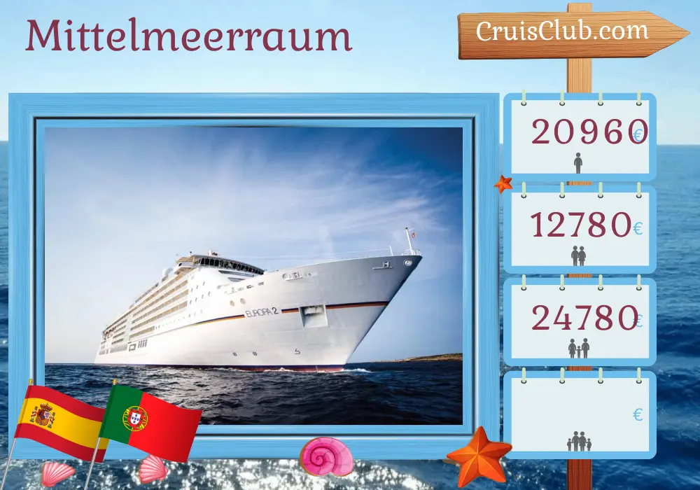 Kreuzfahrt im Mittelmeer von Teneriffa nach Bilbao an Bord des Schiffes MS EUROPA 2 mit Besuchen in Spanien und Portugal für 13 Tage