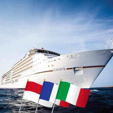 Cruise in the Mediterranean from Monte Carlo to Civitavecchia aboard MS EUROPA 2 ship with visits to Monaco, France, and Italy for 12 days