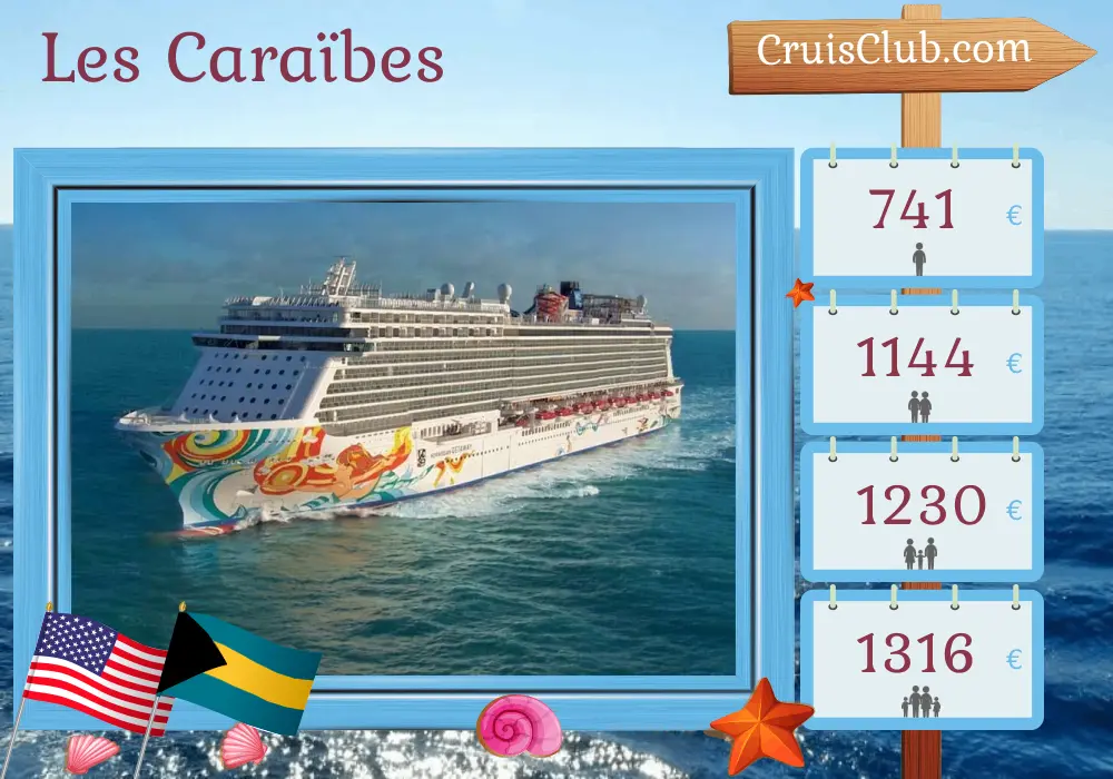 Croisière dans les Caraïbes au départ de Miami à bord du Norwegian Getaway avec des visites aux États-Unis et aux Bahamas pendant 5 jours