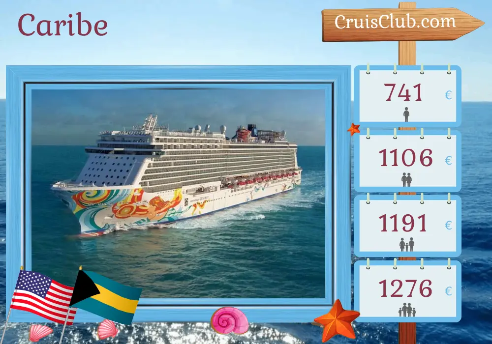 Crucero por el Caribe desde Miami a bordo del barco Norwegian Getaway con visitas a EE.UU. y Bahamas por 5 días