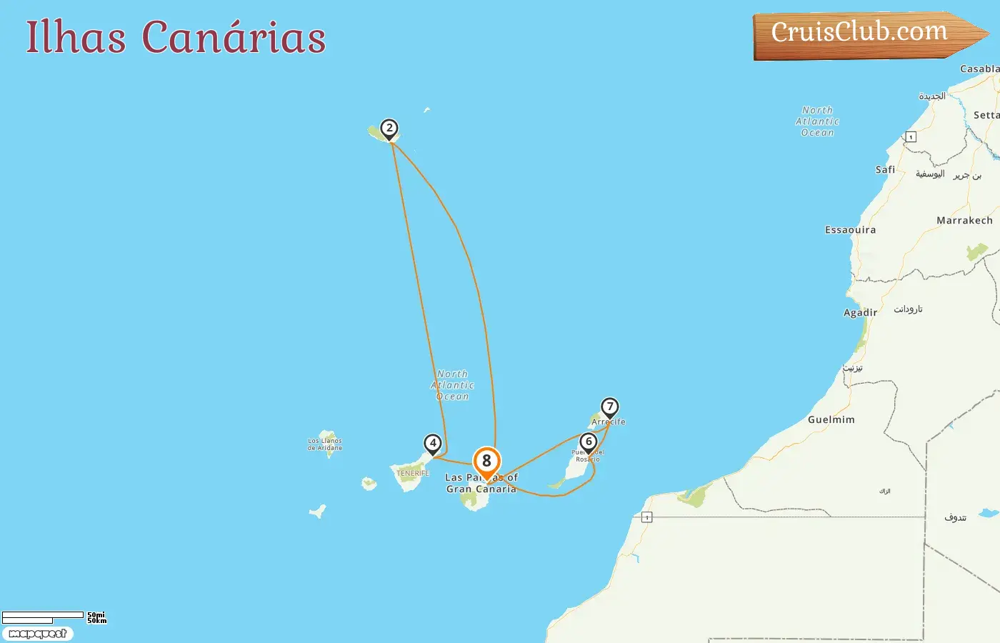 Cruzeiro nas Ilhas Canárias partindo de Las Palmas a bordo do navio AIDAcosma com visitas à Espanha por 8 dias