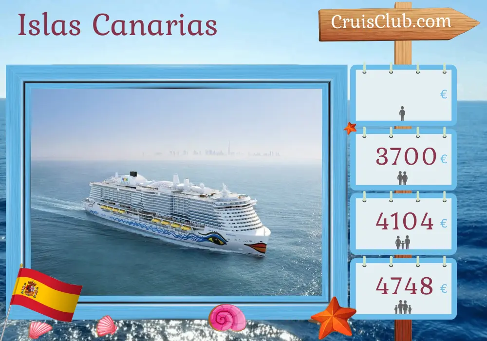 Crucero en las Islas Canarias desde Las Palmas a bordo del barco AIDAcosma con visitas a España por 8 días