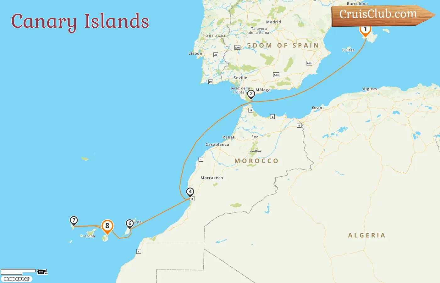 Cruise in the Canary Islands from Palma to Las Palmas aboard AIDAblu ship with visits to Spain, Gibraltar, and Morocco for 8 days