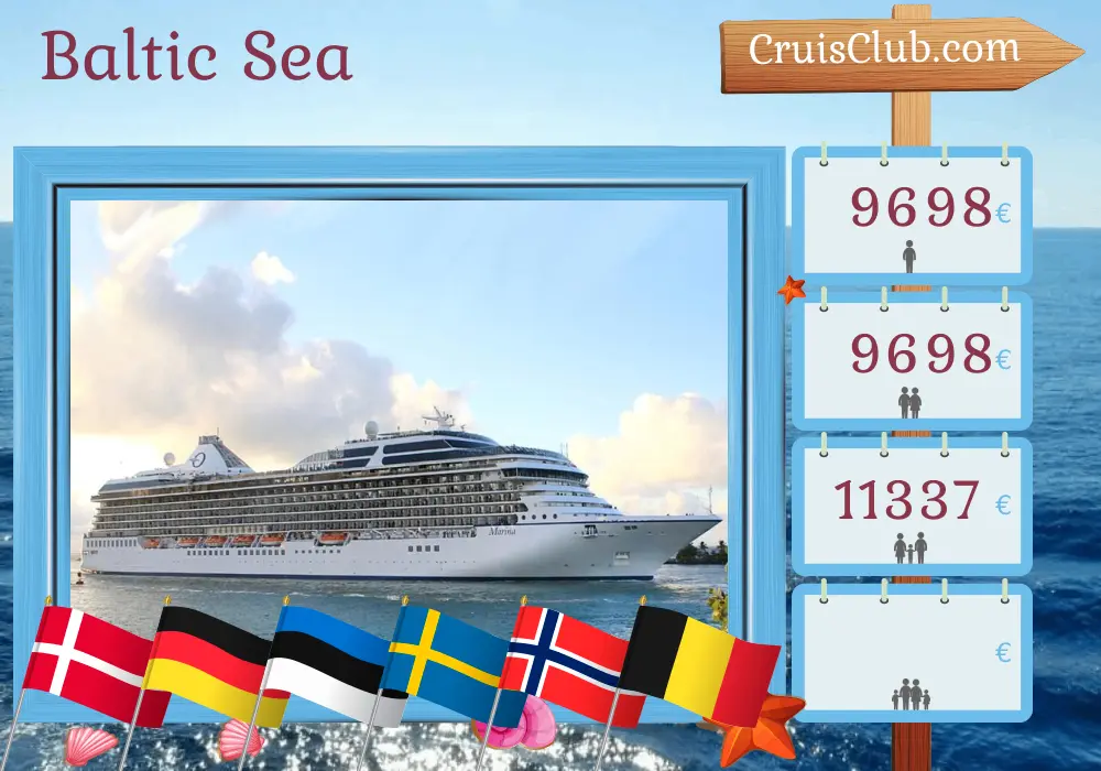 Cruise in the Baltic Sea from Southampton aboard Oceania Marina ship with visits to Denmark, Germany, Estonia, Sweden, Norway, and Belgium for 15 days