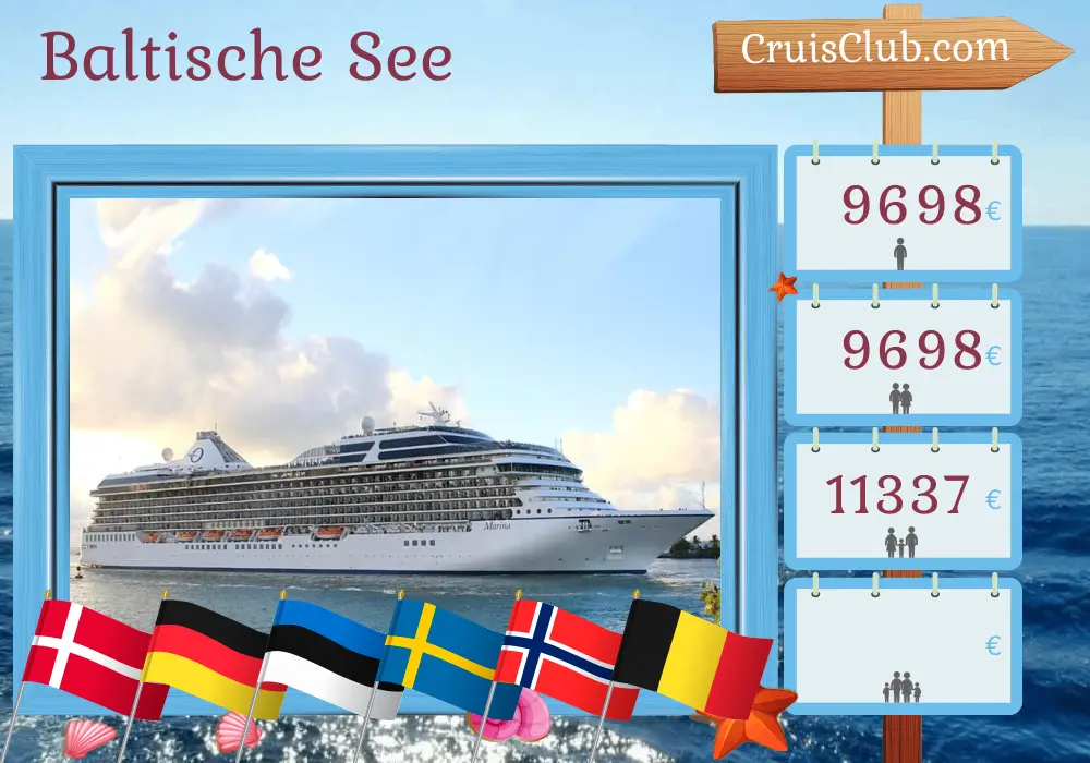 Kreuzfahrt in der Ostsee ab Southampton an Bord des Schiffes Oceania Marina mit Besuchen in Dänemark, Deutschland, Estland, Schweden, Norwegen und Belgien für 15 Tage