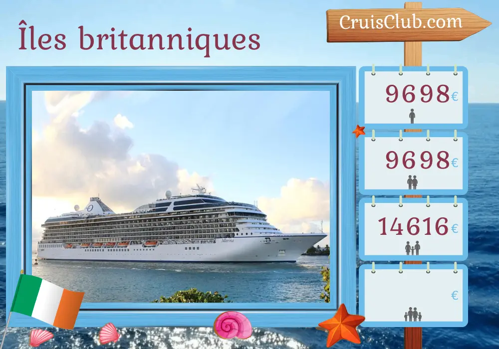 Croisière dans les îles britanniques au départ de Southampton à bord du navire Oceania Marina avec des visites à l`île de Man et en Irlande pendant 13 jours