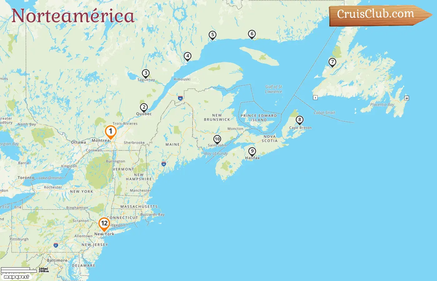 Crucero en Norteamérica de Montreal a Nueva York a bordo del barco Oceania Vista con visitas a Canadá y Estados Unidos por 12 días