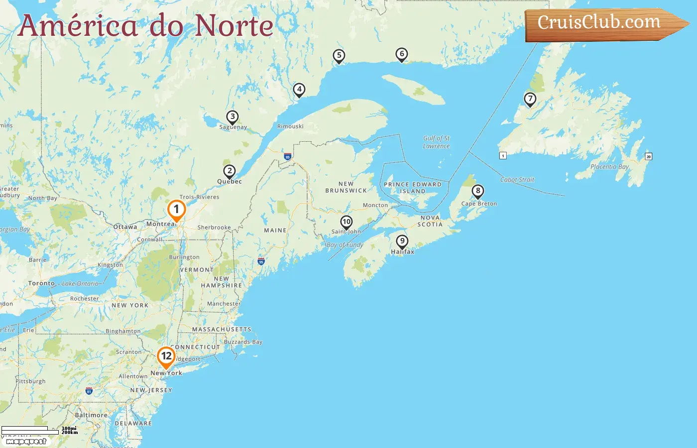 Cruzeiro na América do Norte de Montreal para Nova Iorque a bordo do navio Oceania Vista com visitas ao Canadá e EUA por 12 dias