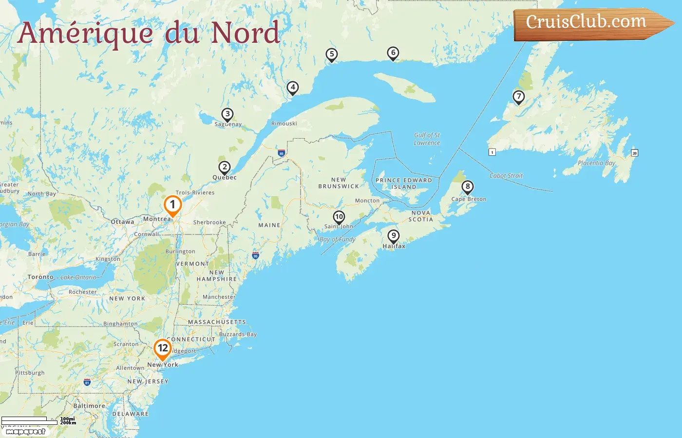 Croisière en Amérique du Nord de Montréal à New York à bord du navire Oceania Vista avec des visites au Canada et aux États-Unis pendant 12 jours