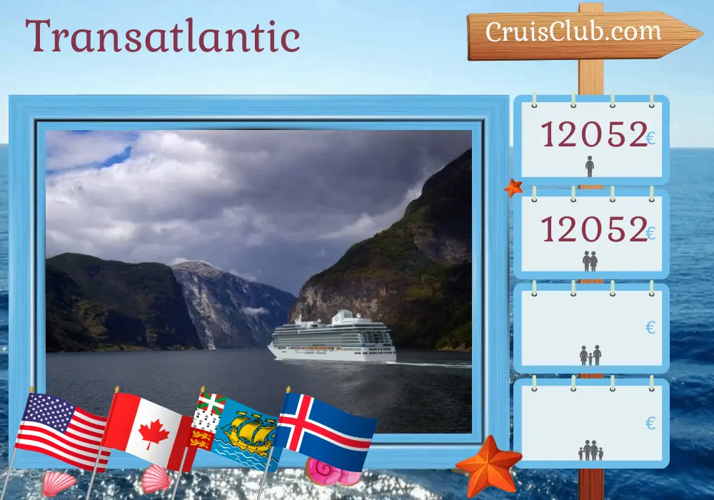Cruise in the Transatlantic from New York to Reykjavik aboard Oceania Vista ship with visits to USA, Canada, Saint Pierre and Miquelon, and Iceland for 15 days