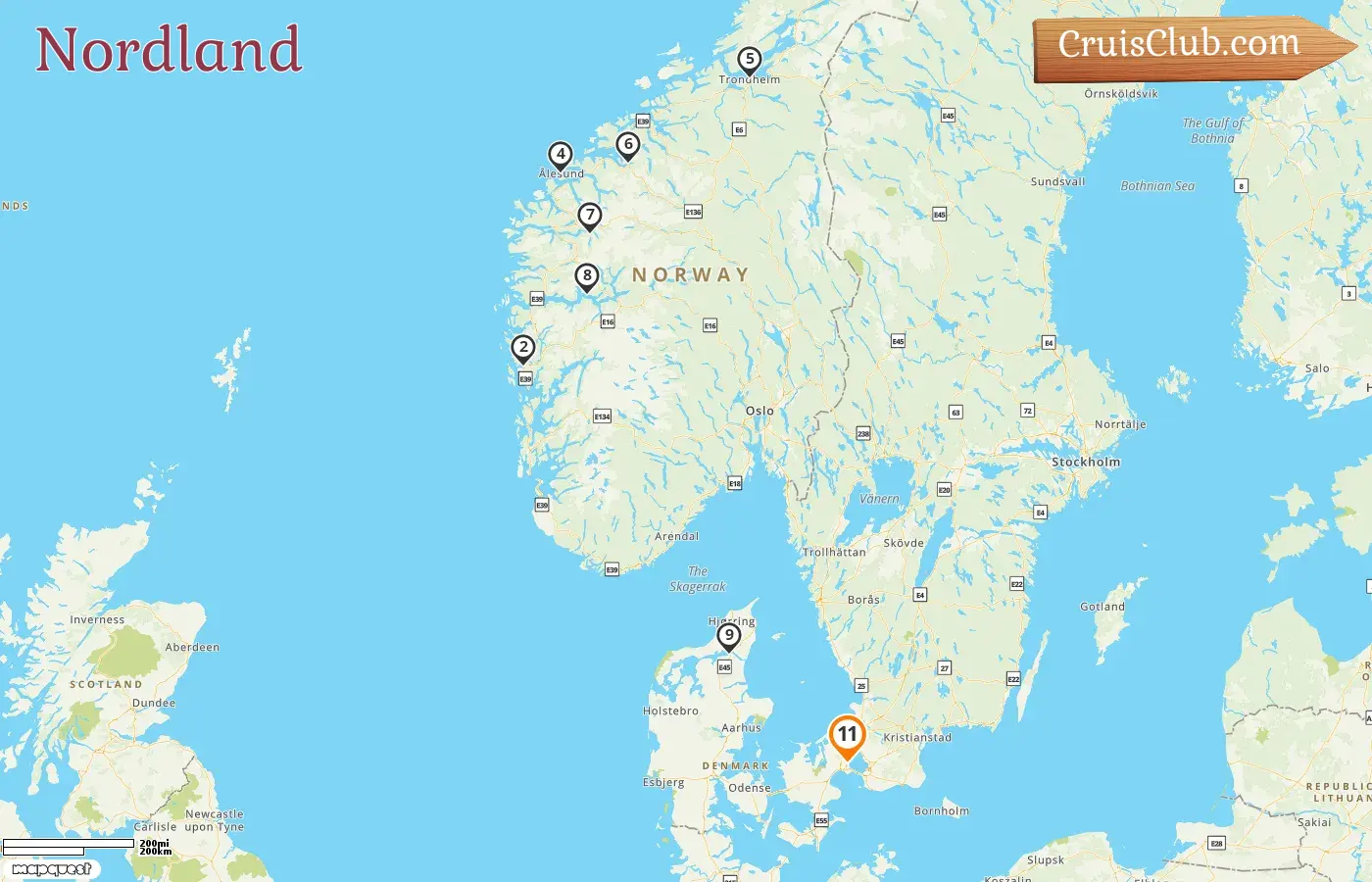 Crucero por el Norte desde Copenhague a bordo del barco Silver Dawn con visitas a Dinamarca y Noruega durante 11 días