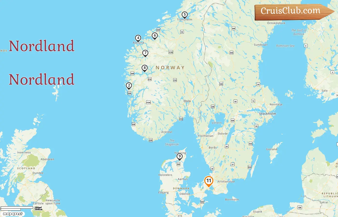 Cruzeiro no Norte a partir de Copenhaga a bordo do navio Silver Dawn com visitas à Dinamarca e Noruega por 11 dias