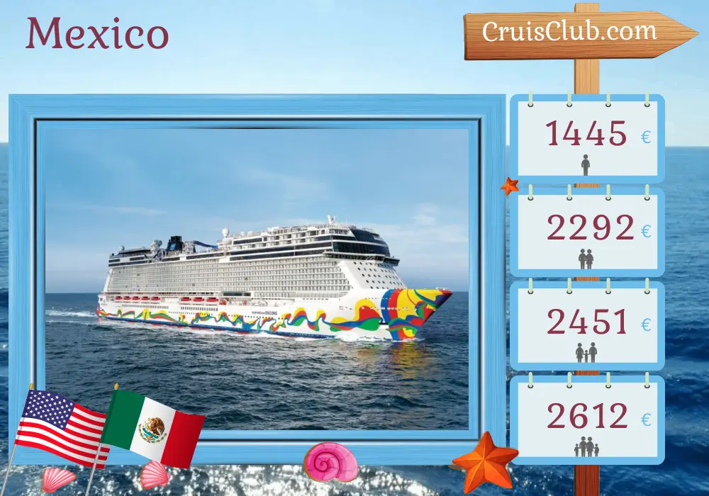 Cruise in the Mexico from Los Angeles aboard Norwegian Encore ship with visits to USA and Mexico for 8 days