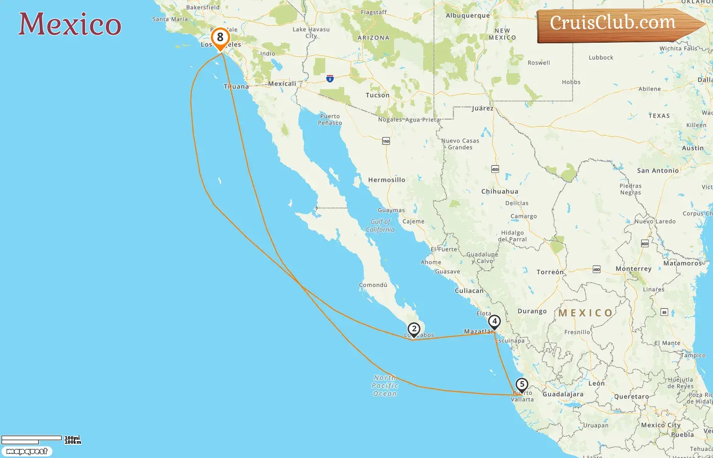 Cruise in the Mexico from Los Angeles aboard Norwegian Encore ship with visits to USA and Mexico for 8 days