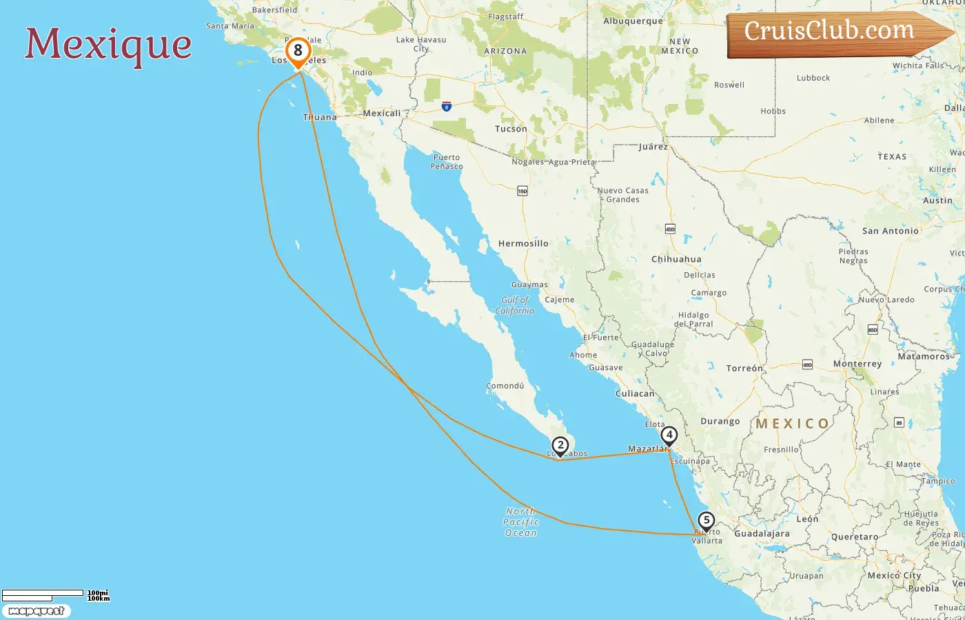 Croisière au Mexique depuis Los Angeles à bord du Norwegian Encore avec des escales aux États-Unis et au Mexique pendant 8 jours
