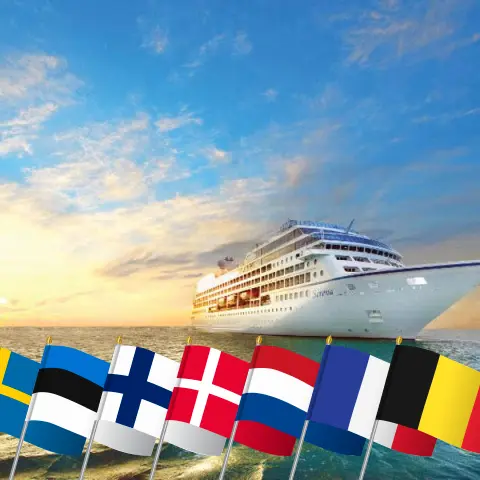 Cruise in the Baltic Sea from Stockholm to Southampton aboard Oceania Sirena ship with visits to Sweden, Estonia, Finland, Denmark, Netherlands, France, and Belgium for 13 days