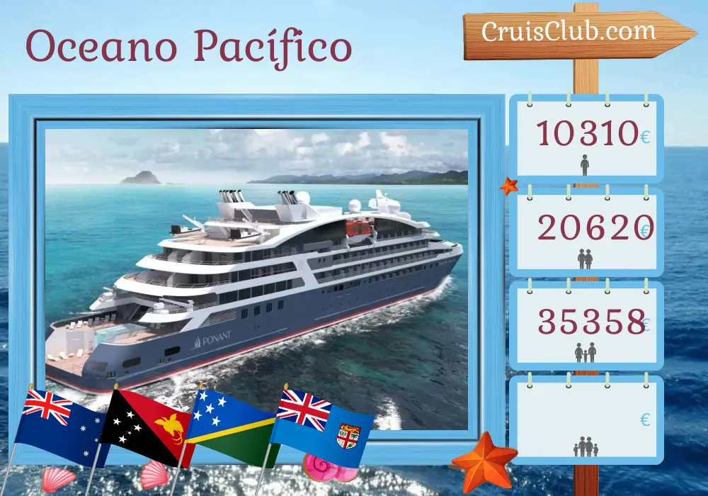 Cruzeiro no Sul do Pacífico de Darwin para Lautoka a bordo do navio Le Jacques Cartier com visitas à Austrália, Papua-Nova Guiné, Vanuatu e Fiji por 17 dias