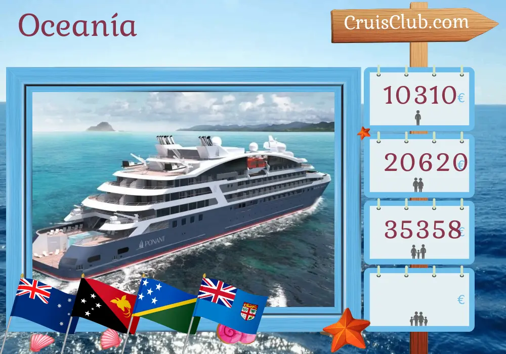 Crucero por el Pacífico Sur de Darwin a Lautoka a bordo del barco Le Jacques Cartier con visitas a Australia, Papúa Nueva Guinea, Vanuatu y Fiji por 17 días