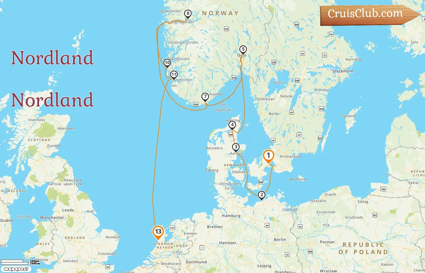 Cruzeiro no Norte de Copenhaga a IJmuiden a bordo do navio Silver Spirit com visitas à Dinamarca, Alemanha, Noruega e Países Baixos por 13 dias
