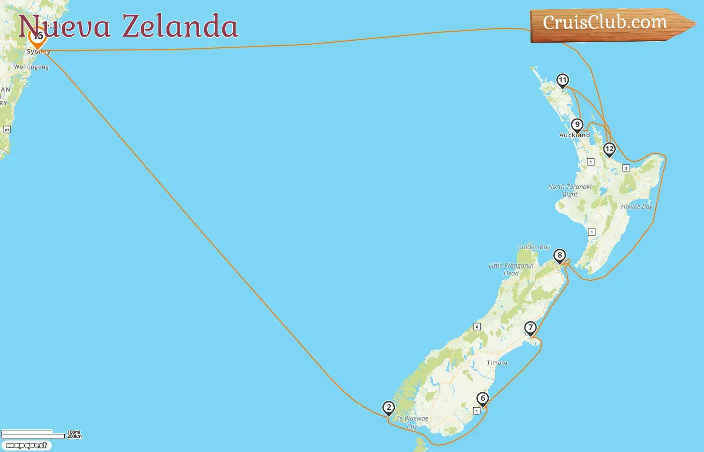 Crucero en Nueva Zelanda desde Sídney a bordo del barco Grand Princess con visitas a Australia y Nueva Zelanda durante 16 días