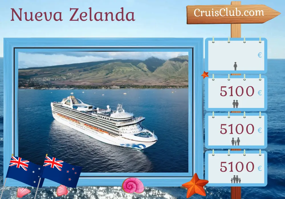 Crucero en Nueva Zelanda desde Sídney a bordo del barco Grand Princess con visitas a Australia y Nueva Zelanda durante 16 días