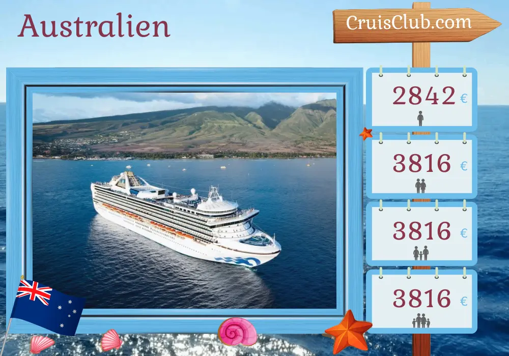 Kreuzfahrt in Australien ab Brisbane an Bord des Schiffes Grand Princess mit Besuchen in Australien für 13 Tage