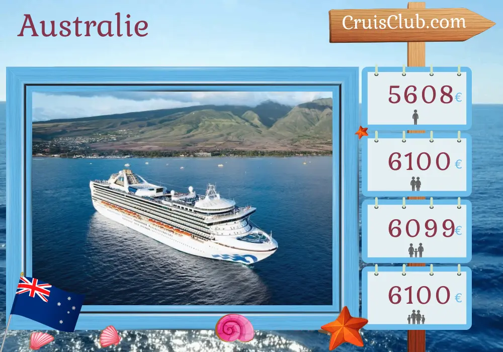 Croisière en Australie de Fremantle / Perth à Sydney à bord du navire Grand Princess avec escales en Australie pendant 18 jours