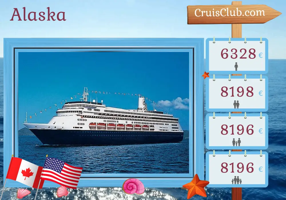 Croisière en Alaska au départ de Vancouver à bord du navire Zaandam avec visites au Canada et aux États-Unis pendant 19 jours