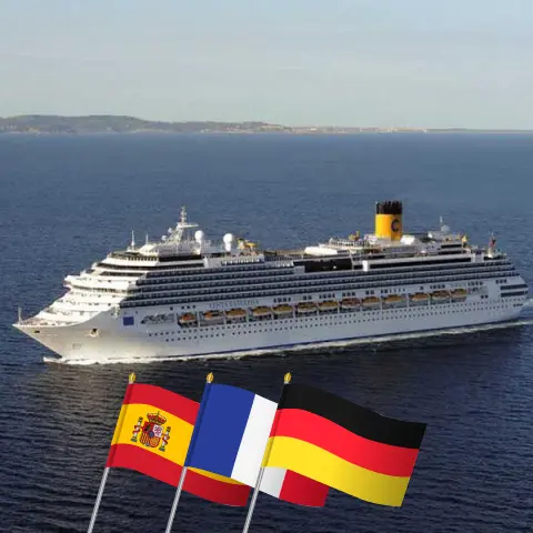 Cruise in the Western Europe from Barcelona to Hamburg aboard Costa Favolosa ship with visits to Spain, France, and Germany for 12 days