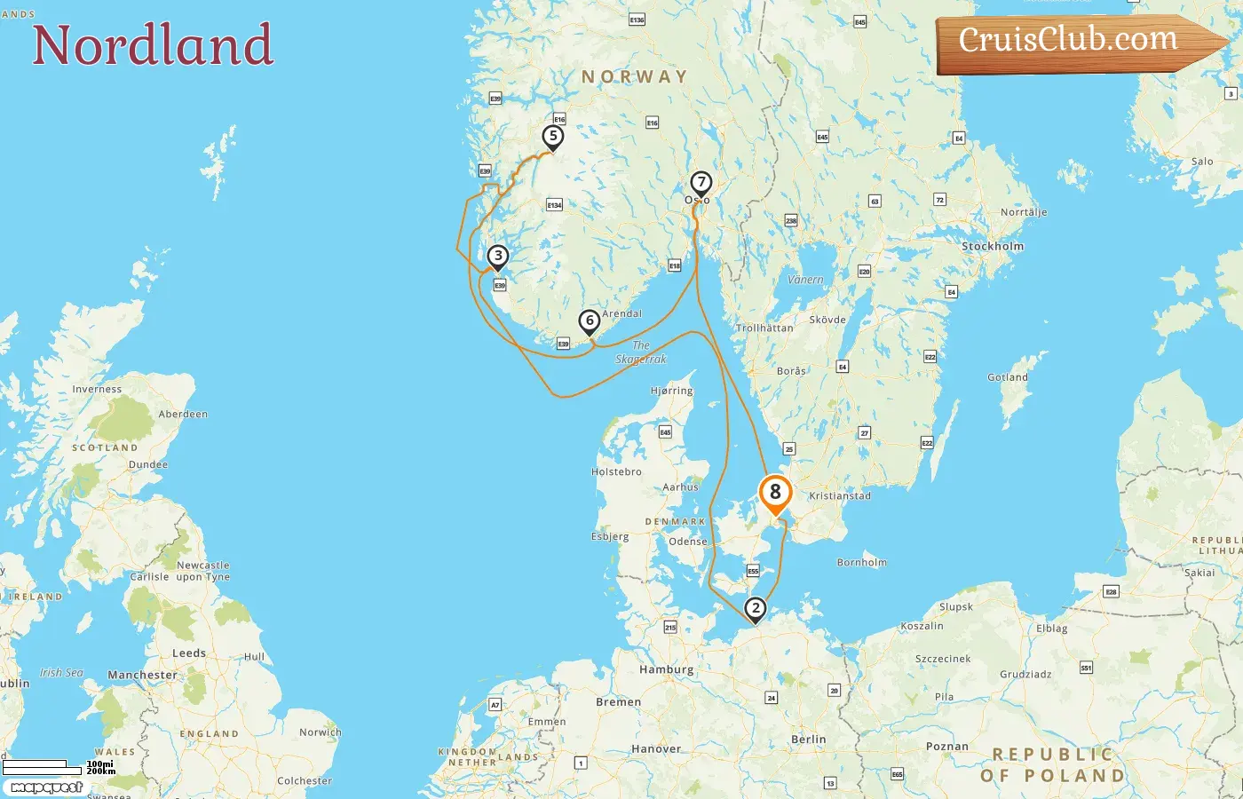 Crucero por el norte desde Copenhague a bordo del barco MSC Magnifica con visitas a Dinamarca, Alemania y Noruega durante 8 días