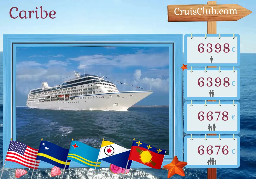 Cruzeiro no Caribe de Miami a bordo do navio Oceania Nautica com paradas nos EUA, Curaçao, Aruba, Guadalupe e Ilhas Virgens Britânicas por 13 dias