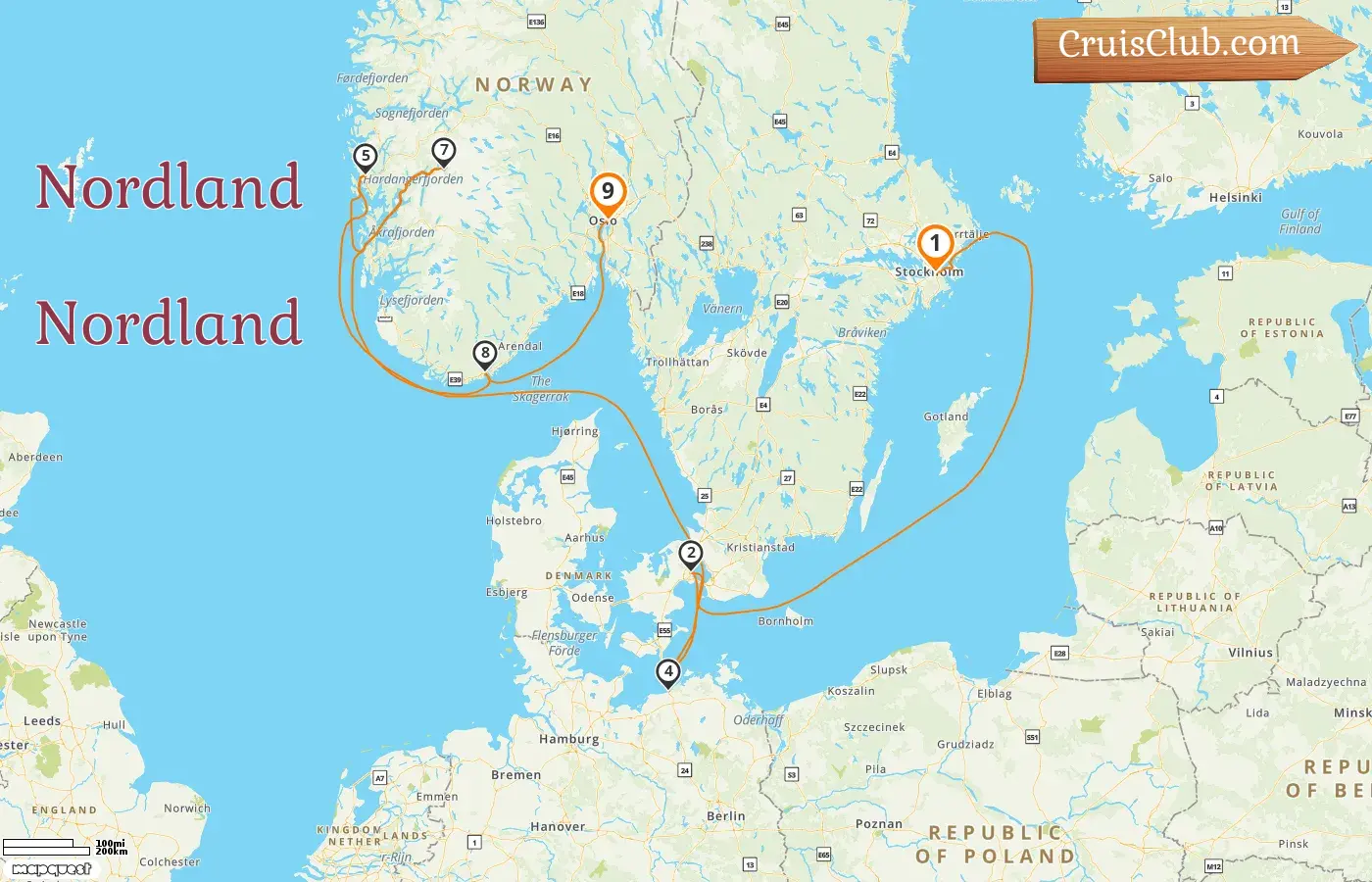 Cruzeiro no Norte de Estocolmo para Oslo a bordo do navio MSC Magnifica com visitas à Suécia, Dinamarca, Alemanha e Noruega por 9 dias