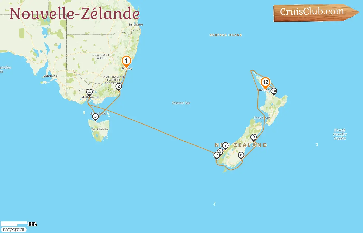 Croisière de Sydney à Auckland à bord du Norwegian Spirit avec des visites en Australie et en Nouvelle-Zélande pendant 12 jours