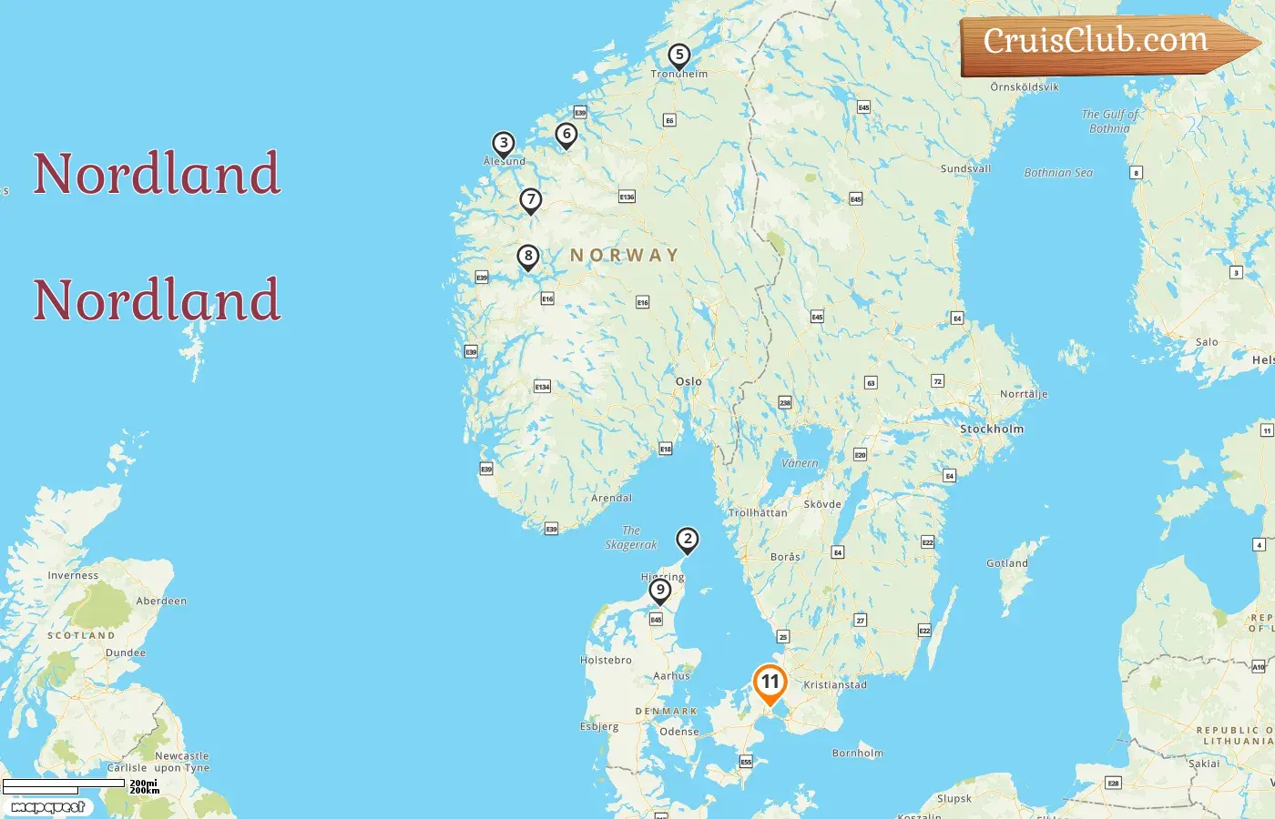 Cruzeiro no Norte a partir de Copenhaga a bordo do navio Silver Dawn com visitas à Dinamarca e Noruega por 11 dias