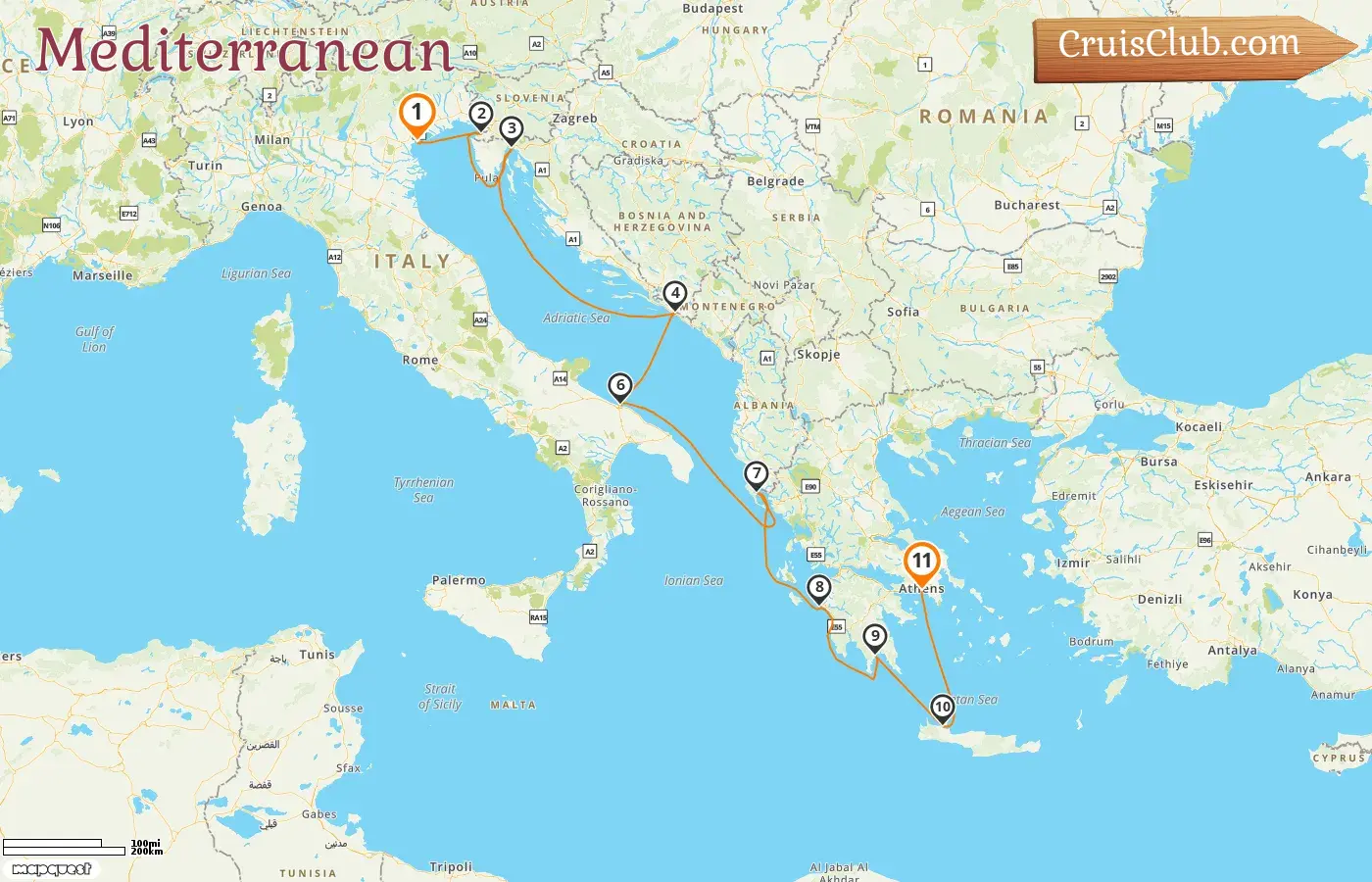 Cruise in the Mediterranean from Venice to Piraeus aboard Silver Spirit ship with visits to Italy, Slovenia, Croatia, and Greece for 11 days