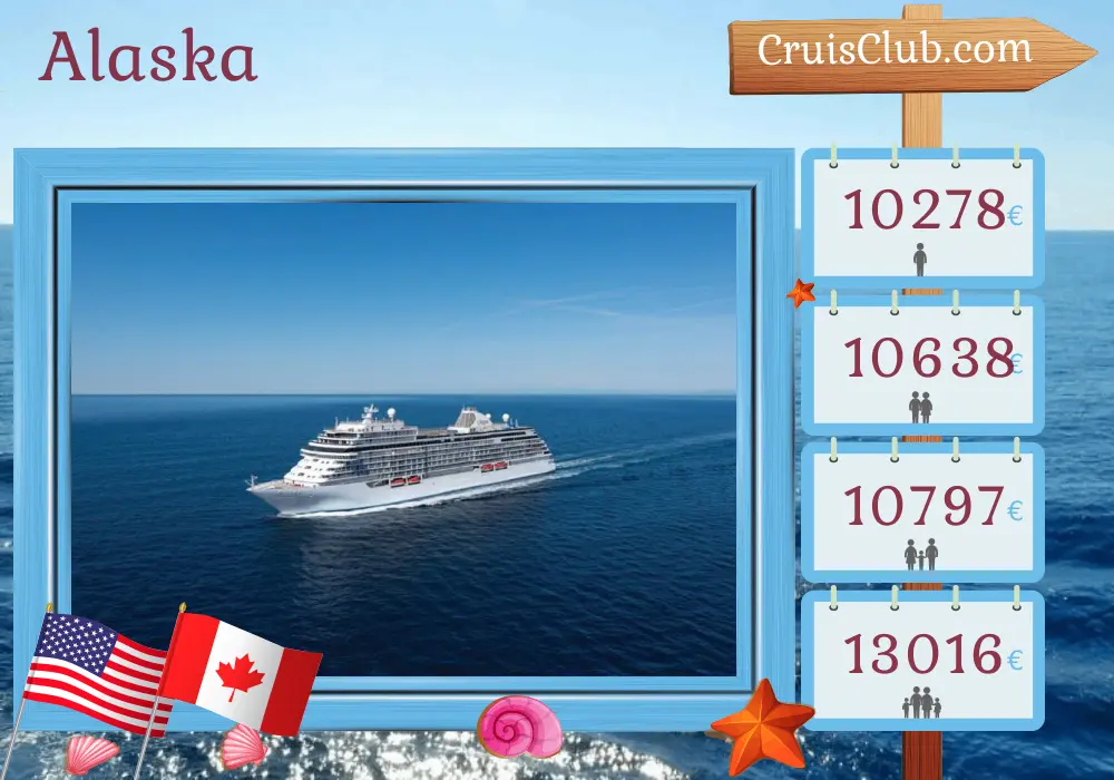 Cruise in the Alaska from Anchorage to Vancouver aboard Seven Seas Explorer ship with visits to USA and Canada for 8 days