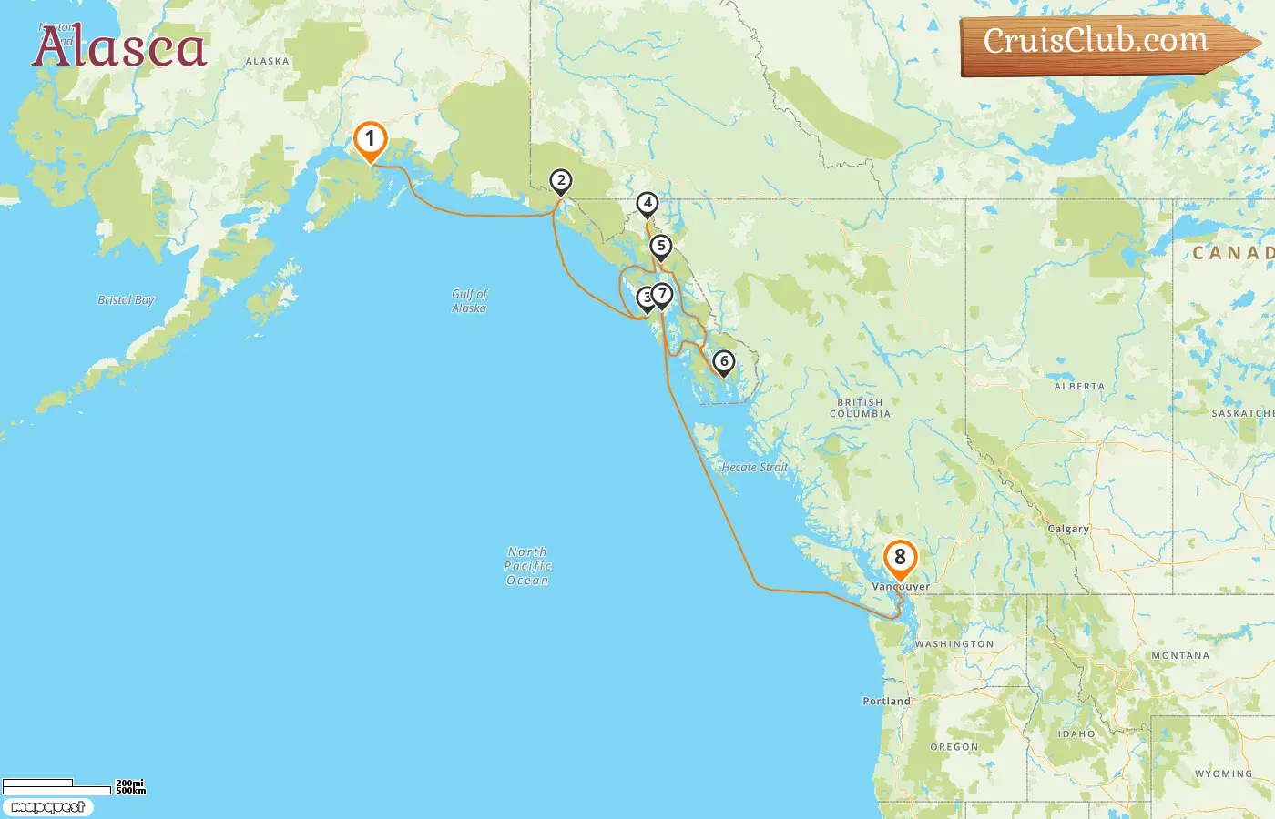 Cruzeiro no Alasca de Anchorage para Vancouver a bordo do navio Seven Seas Explorer com visitas aos EUA e Canadá por 8 dias
