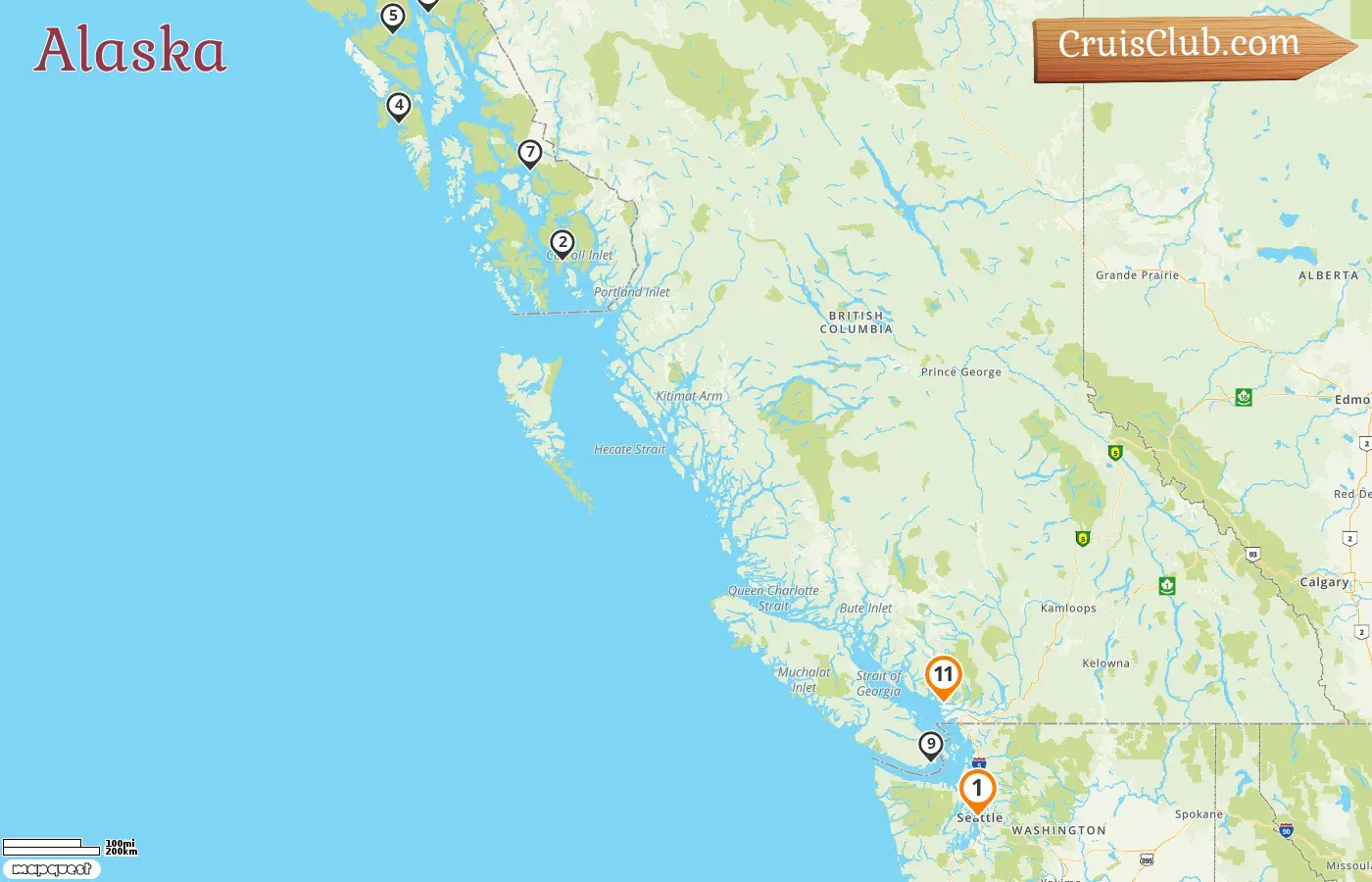 Crucero en Alaska de Seattle a Vancouver a bordo del barco Oceania Riviera con visitas a Estados Unidos y Canadá por 11 días