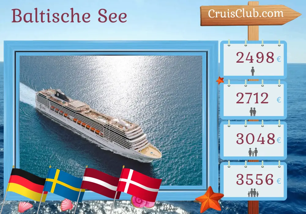 Kreuzfahrt in der Ostsee von Warnemünde an Bord des MSC Magnifica-Schiffs mit Besuchen in Deutschland, Polen, Schweden, Lettland und Dänemark für 8 Tage