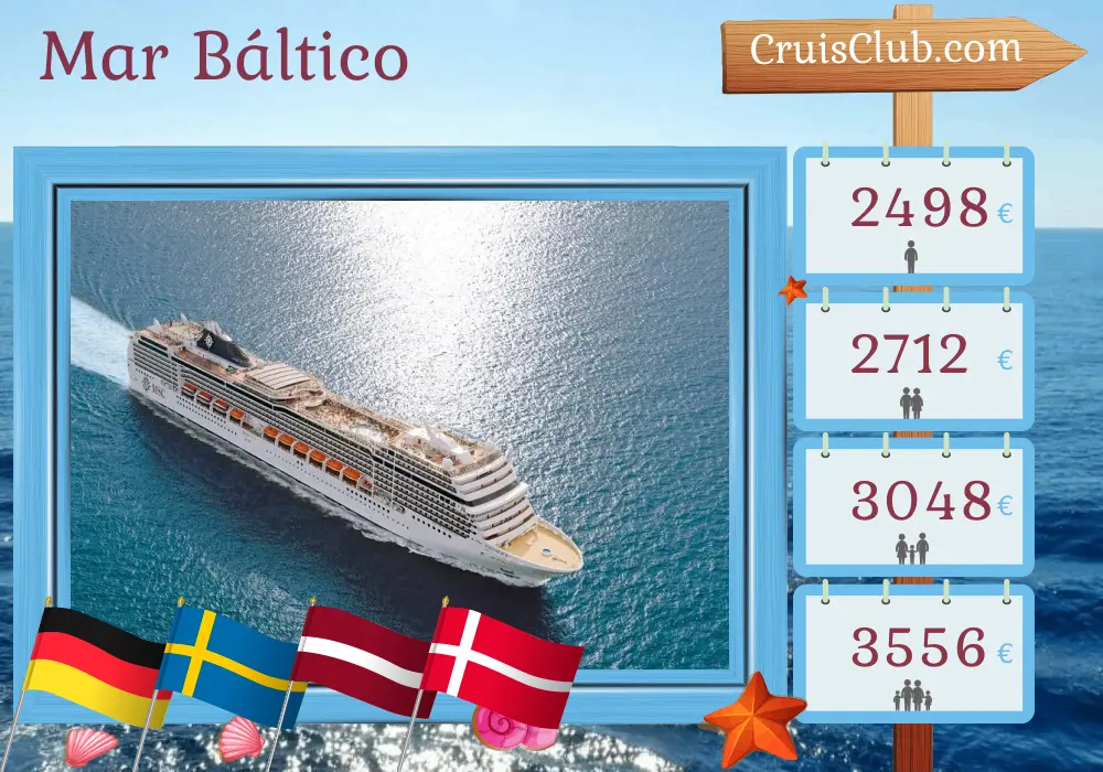 Cruzeiro no Mar Báltico a bordo do navio MSC Magnifica com visitas à Alemanha, Polônia, Suécia, Letônia e Dinamarca por 8 dias