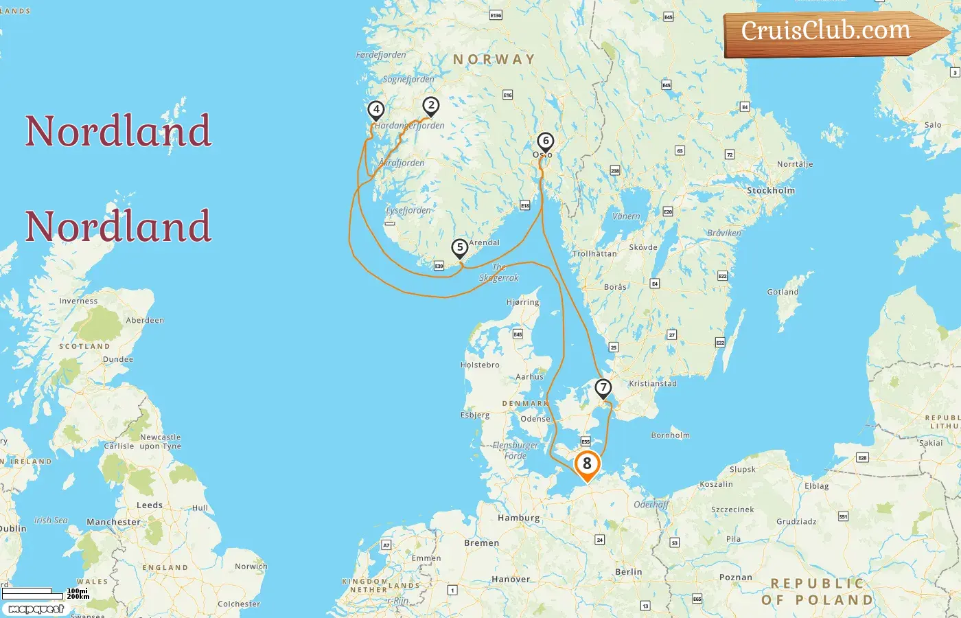 Cruzeiro no Norte a partir de Warnemünde a bordo do navio MSC Magnifica com visitas à Alemanha, Noruega e Dinamarca por 8 dias