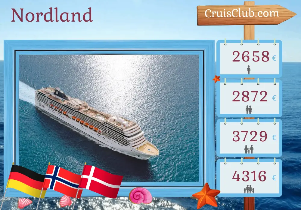 Crucero por el Norte desde Warnemünde a bordo del barco MSC Magnifica con visitas a Alemania, Noruega y Dinamarca durante 8 días