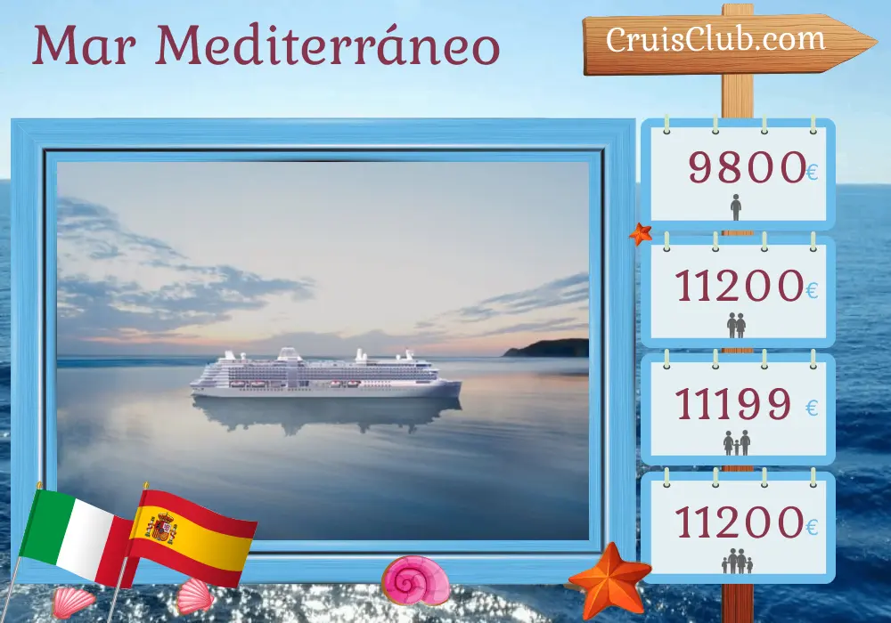 Crucero por el Mediterráneo de Civitavecchia a Barcelona a bordo del barco Silver Nova con visitas a Italia, Túnez y España durante 8 días