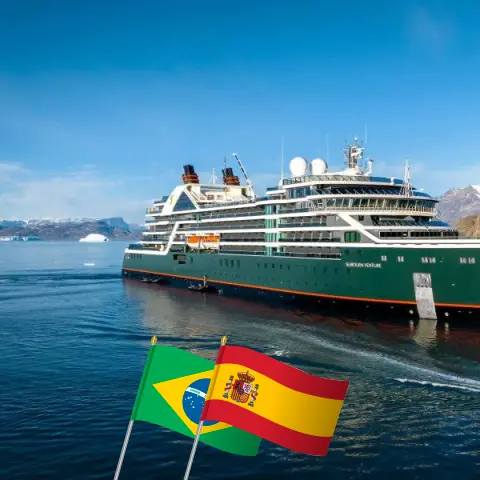 Cruise in the Transatlantic from Ushuaia to Barcelona aboard Seabourn Venture ship with visits to Argentina, Uruguay, Brazil, Spain, and Morocco for 37 days