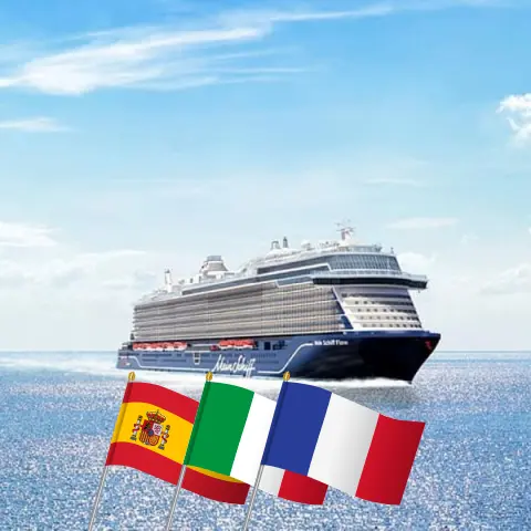 Cruise in the Mediterranean from Palma aboard Mein Schiff Flow ship with visits to Spain, Italy, and France for 11 days